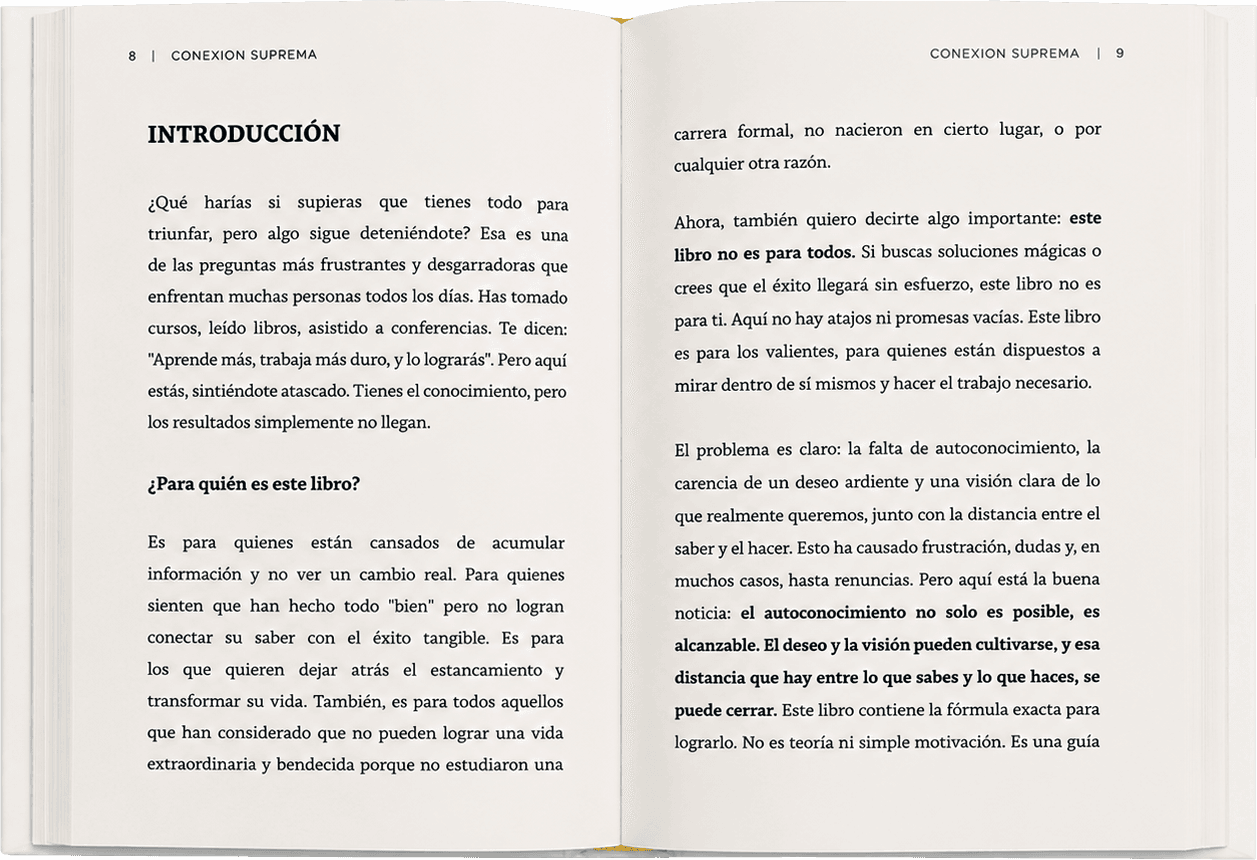 Interior del libro Conexión Suprema